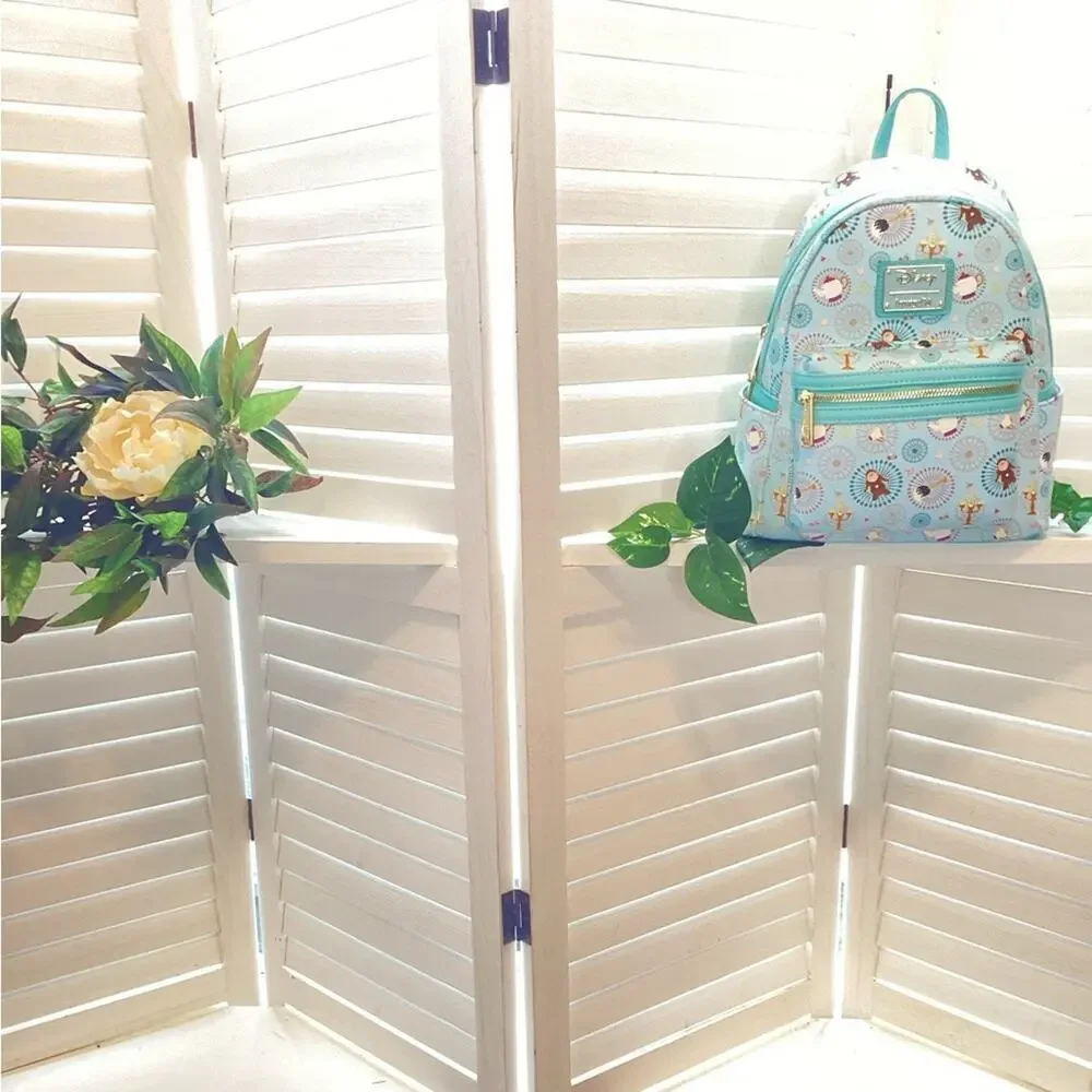 LOUNGEFLY DISNEY BLUE BE OUR GUEST BEAUTY AND THE BEAST BACK PACK